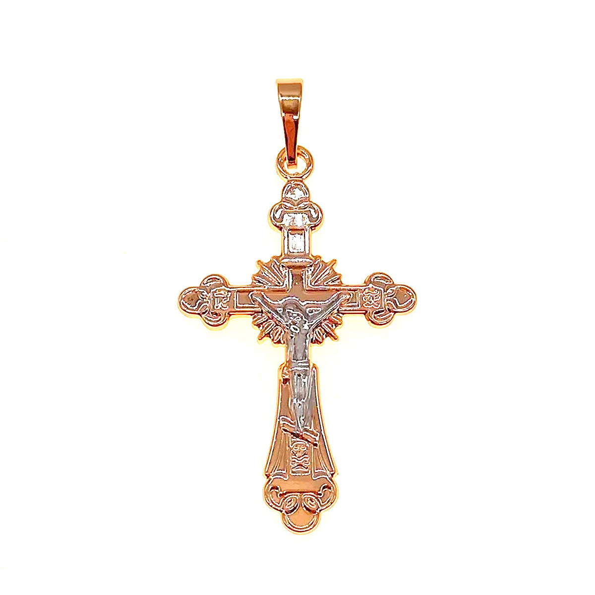 Хрестик Xuping з медичного золота, позолота 18K + родій, 42414 (1)