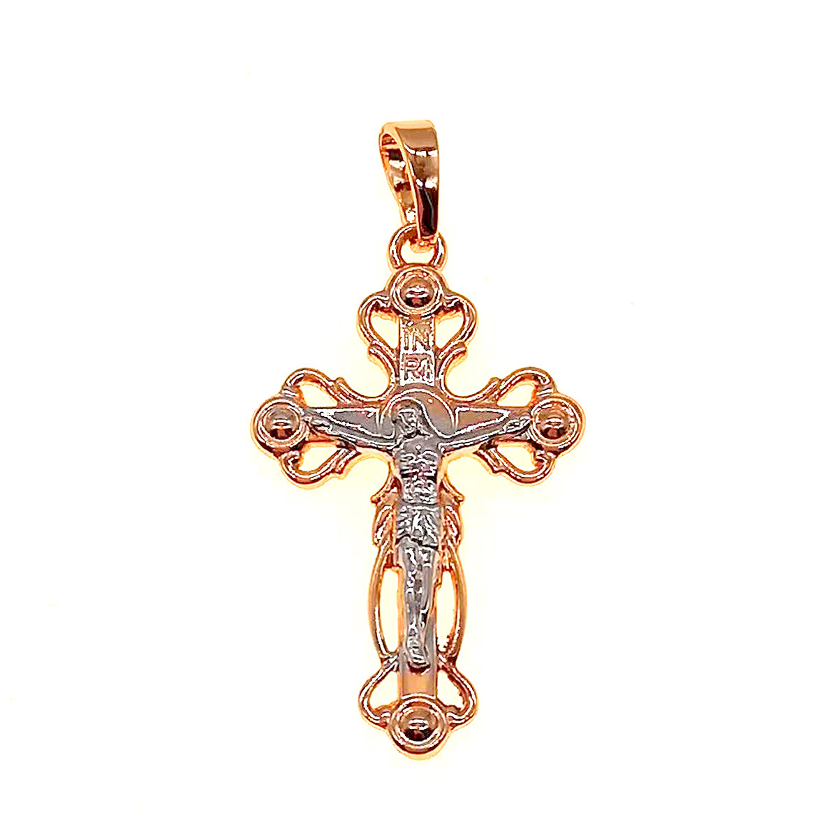 Хрестик Xuping з медичного золота, позолота 18K + родій, 42415 (1)