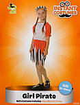 Дитячий карнавальний костюм пірат для дівчинки, зріст 110-120 см, білий з помаранчевим, віскоза, поліестер (CC532B), фото 3