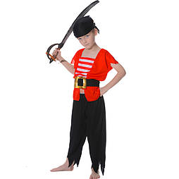 Дитячий карнавальний костюм пірат для хлопчика, зріст 110-120 см, чорний з оранжевим, віскоза, поліестер (CC551B)