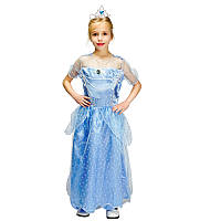 Детский карнавальный костюм маленькая принцесса, рост 92-104 см, голубой, вискоза, полиэстер (EE207А)