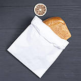 Паперові упаковочні пакети для хліба 220*80*380 мм крафт пакет саше білий, фото 3