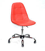 Стілець офісний м'який на коліщатках регульований Alex Office Onder Mebli Екошкіра, колір червоний 05