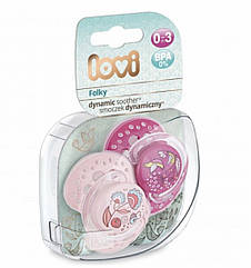 Пустушка динамічна силіконова 0-3 міс Lovi Folky Girl 2 шт, 22/841 (Лови)