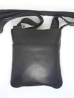 Мужская кожаная сумка черная барсетка на плечо ручной работы