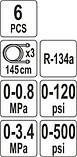 Набір для обслуговування систем кондиціонування для групи R-134A 6 шт YATO YT-72990 (Польща), фото 4