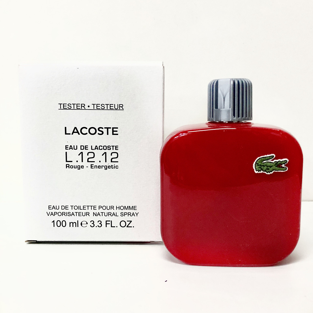 Тестер чоловічих парфумів Lacoste Eau De Lacoste L.12.12 Rouge Energetic 100ml, пряний фруктовий деревний аромат, фото 1