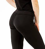 Лосіни жіночі спортивні еластичні чорного кольору для заняття спортом з микродайвинга, фото 2