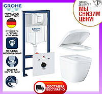 Комплект унитаз подвесной Grohe Euro Ceramic 39328CB0 + инсталляция Grohe 4 в 1