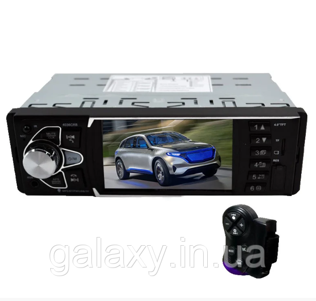 Магнітола 1DIN Bluetooth USB SD FM пульт на кермо 4036, фото 1