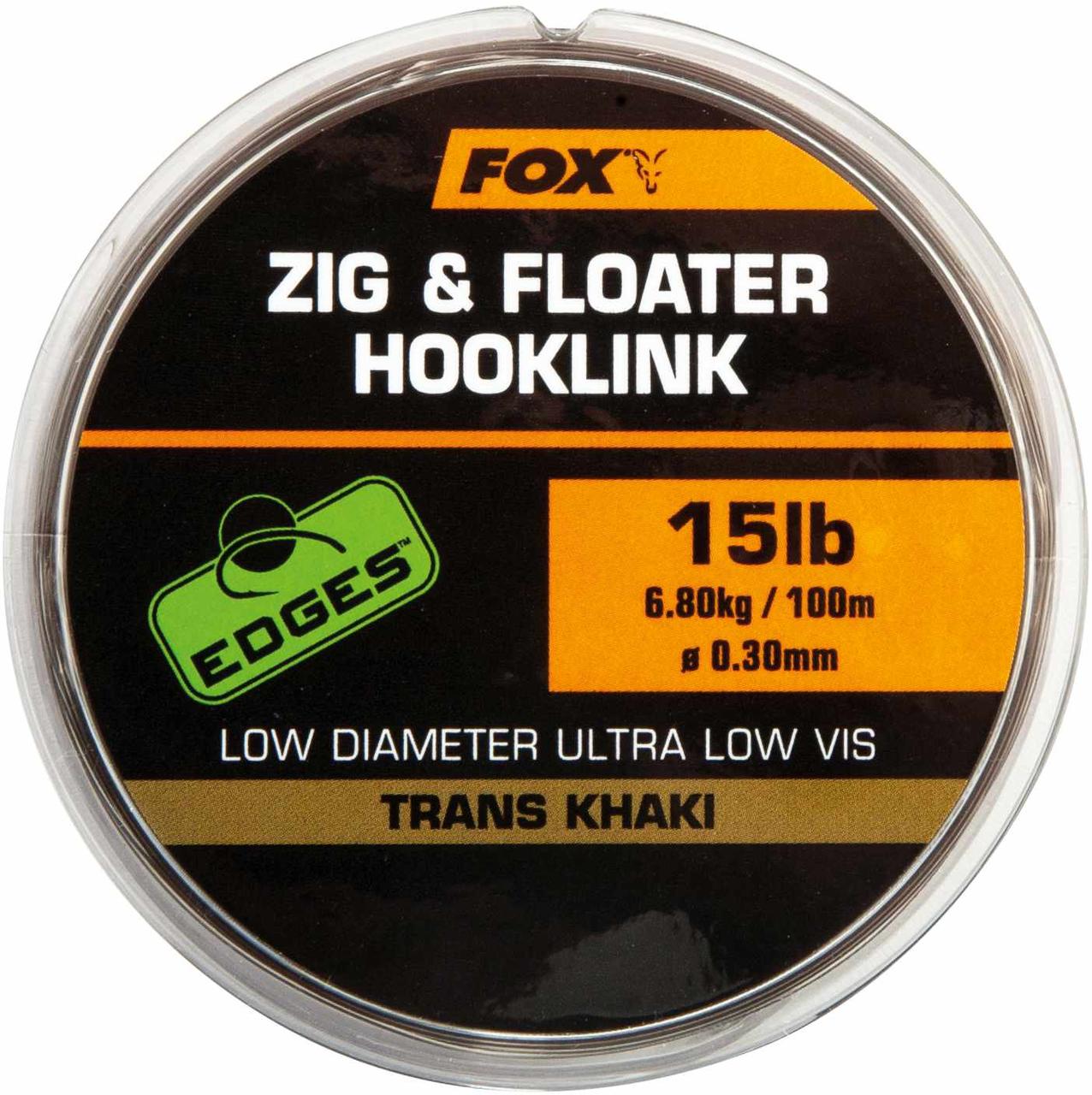Поводочний матеріал Fox Zig and Floater Hooklink Trans Khaki - 15lb (0.30mm)