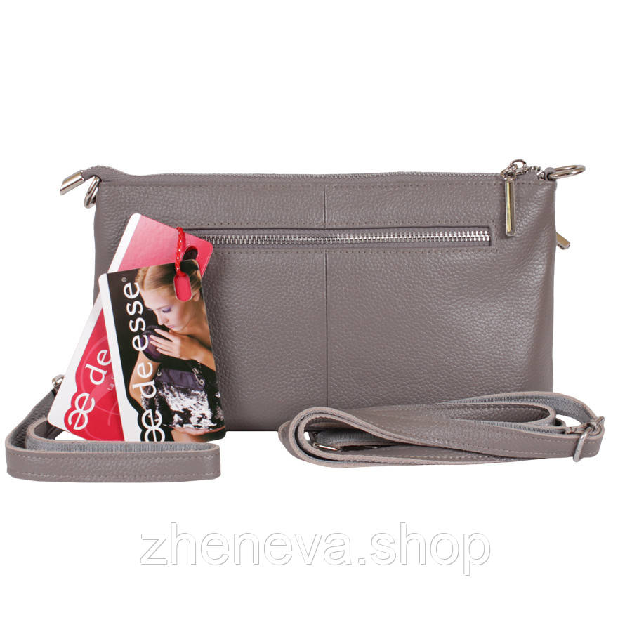 Шкіряна сумочка клатч сірого кольору, фото 1