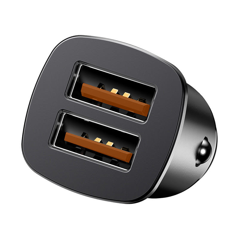 Автомобільний зарядний пристрій Baseus Square metal A+A 30W USB-A Black - фото 4 - id-p1157769893