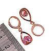 Сережки SONATA з медичного золота, рожеві фіаніти, позолота PO, 24367 (1), фото 3