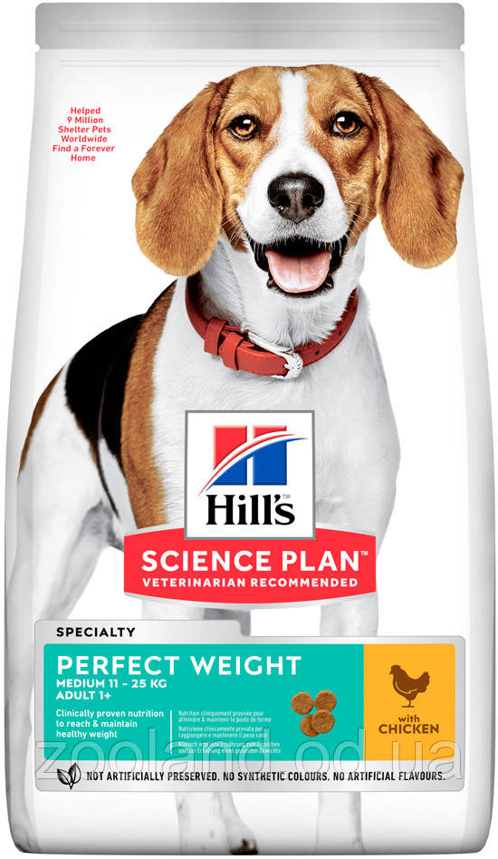 604296 Hill's SP Canine Adult Perfect Weight Medium з куркою, 2 кг