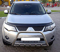 Кенгурник з лого (захист переднього бампера) Mitsubishi Outlander XL 2007-2012