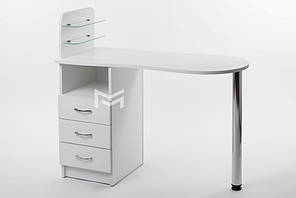 Манікюрний стіл зі скляними поличками для лаку (відео) "Естет №1" стіл для манікюрного салону М101