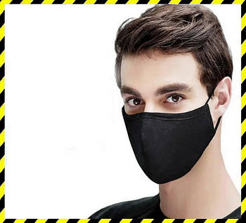 Чоловіча маска на обличчя захисна багаторазова (маска зачасна) Silenta Black