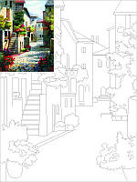 Полотно на картоні з контуром, Пейзаж № 1, 30*40, бавовна, акрил, ROSA START GPA283801