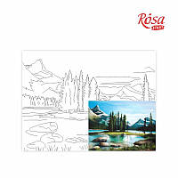 Полотно на картоні з контуром, Пейзаж № 22, 30*40, бавовна, акрил, ROSA START GPA283822