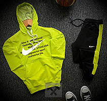 Чоловічий спортивний костюм Найк чорно-салатовий (Nike) модний з лампасами