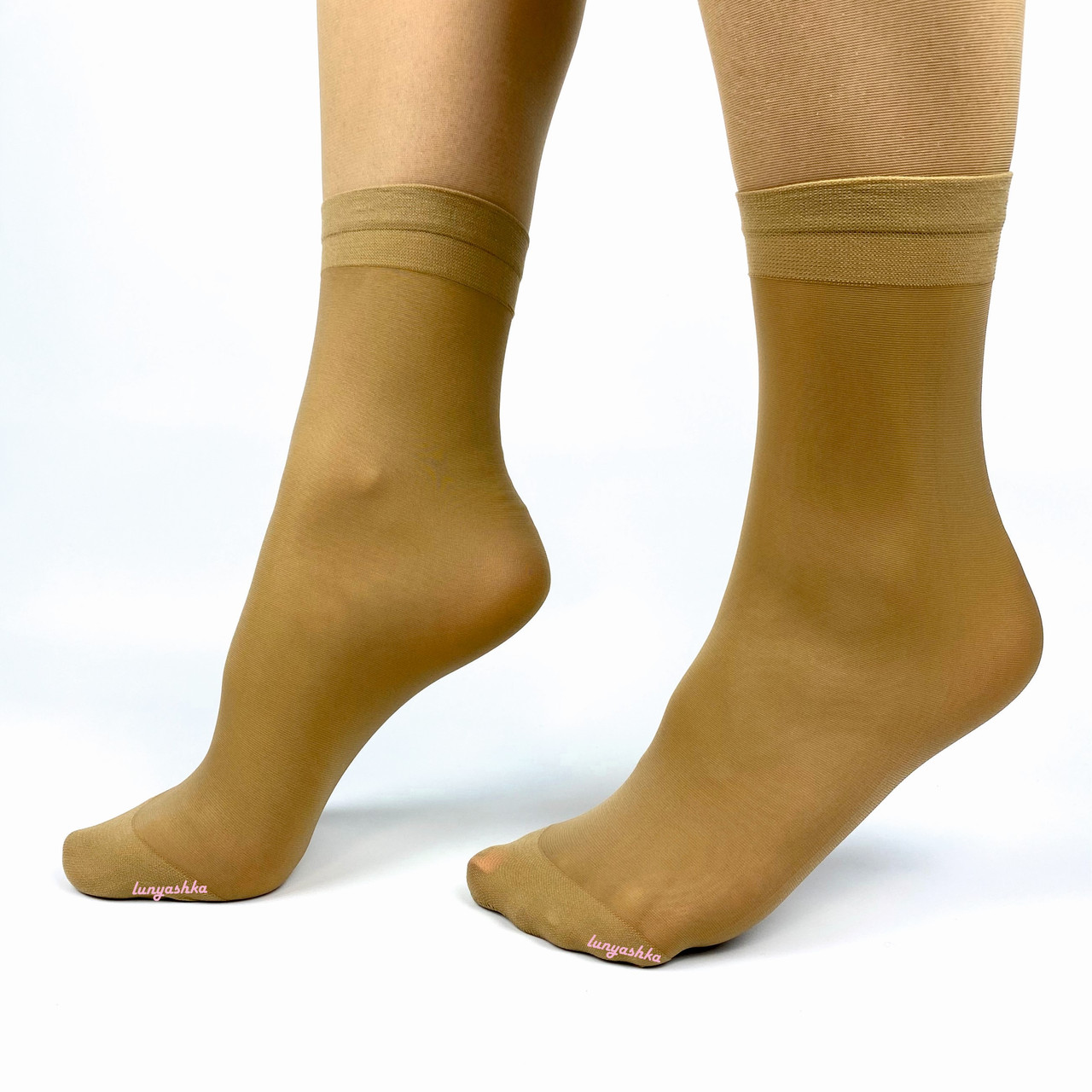 Щільні міцні капронові шкарпетки, 50 Den, бежевий і чорний колір, Джесі, 36-40