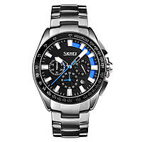 Skmei 9167 чорні із синіми вставками чоловічий класичний годинник