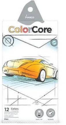 Олівці 12 кольорів шестигранні d=4. 0, ColorCore (new), "Marco" E3000-12CB KNZ, фото 1