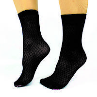 Міцні капронові шкарпетки в сіточку, 50 Den, бежевий і чорний колір, Соти, 36-40