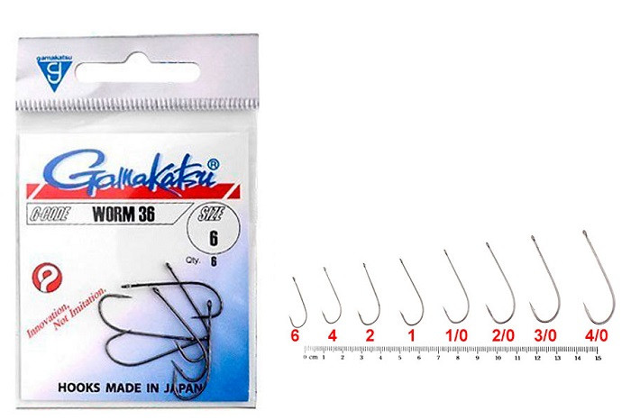 Крючок GAMAKATSU WORM 36 №4/0, 5шт