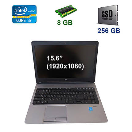 HP ProBook 650 / 15.6" (1920x1080) LED / Intel Core i5-4310M (2 (4) ядра по 2.7 - 3.4 GHz) / 8 GB DDR3 / 256 GB SSD / DVD Super Multi / WebCam / USB, фото 1
