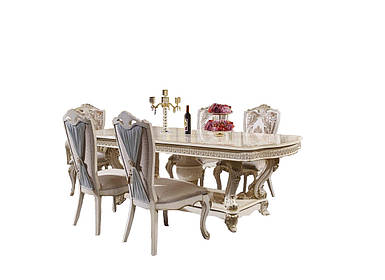 Комплект стіл+8 стільців, овальний розкладний елітний, бароко, Комо