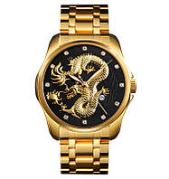 Skmei 9193 золотистий із чорним чоловічий класичний годинник