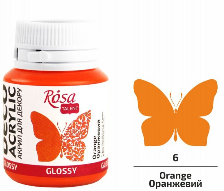 Акрил для декору помаранчевий глянцевий 20 мл Rosa Talent, 21006, фото 1