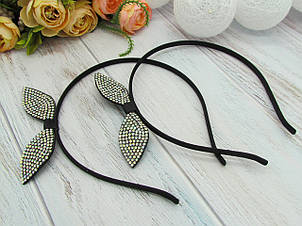 Обручи для волосся бантики в стразах-хамелеон 12 шт/уп.