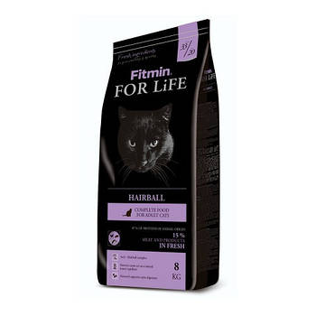 Сухий корм для довгошерстих котів (для виведення шерсті) Fitmin For Life Hairball 8 кг