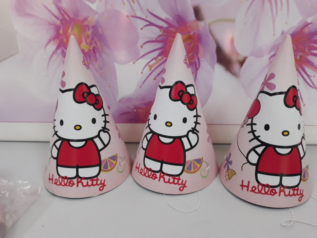 Колпачок 10 шт на день рождения с рисунком hello kitty