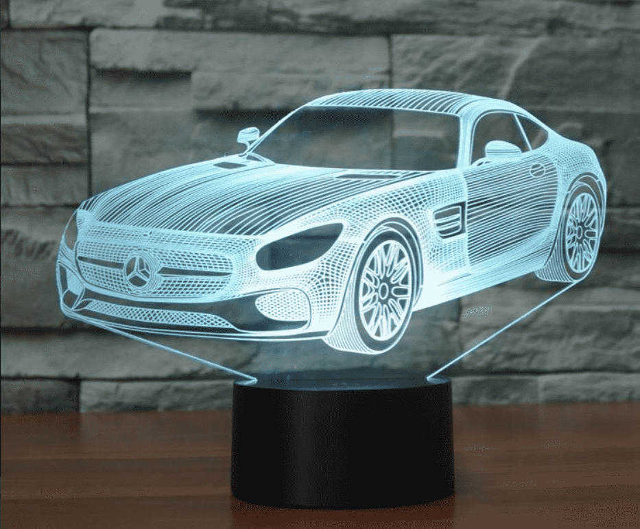 3D світильник з пультом і акумулятором 3D Lamp Мерседес (LP-18229)