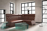 Офисный угловой диван Sentenzo Лассо 1950х700 мм коричневый с высокой спинкой