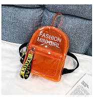 Маленький прозорий рюкзак сумка жіноча помаранчева