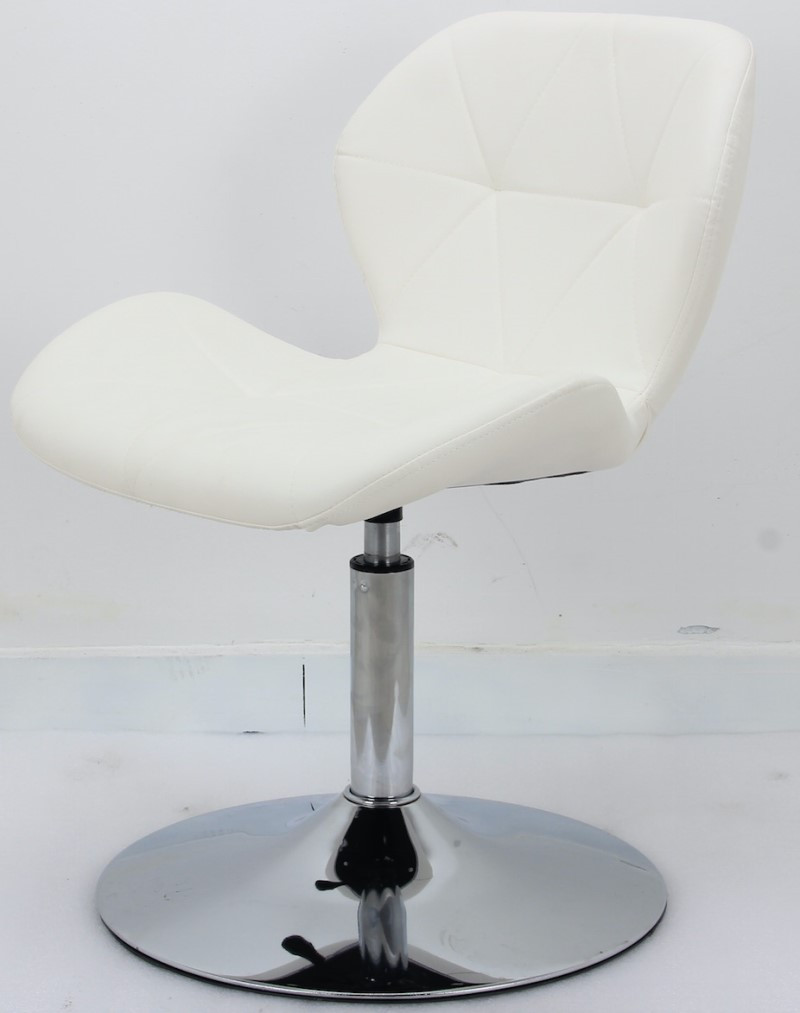 Стілець Invar CH-Base білий шкірозамінник, з регулюванням висоти 41-55 см на круглій хромованій металевій опорі, фото 1