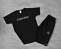 Летний комплект шорты и футболка Calvin Klein (черная футболка , черные шорты) большой лого