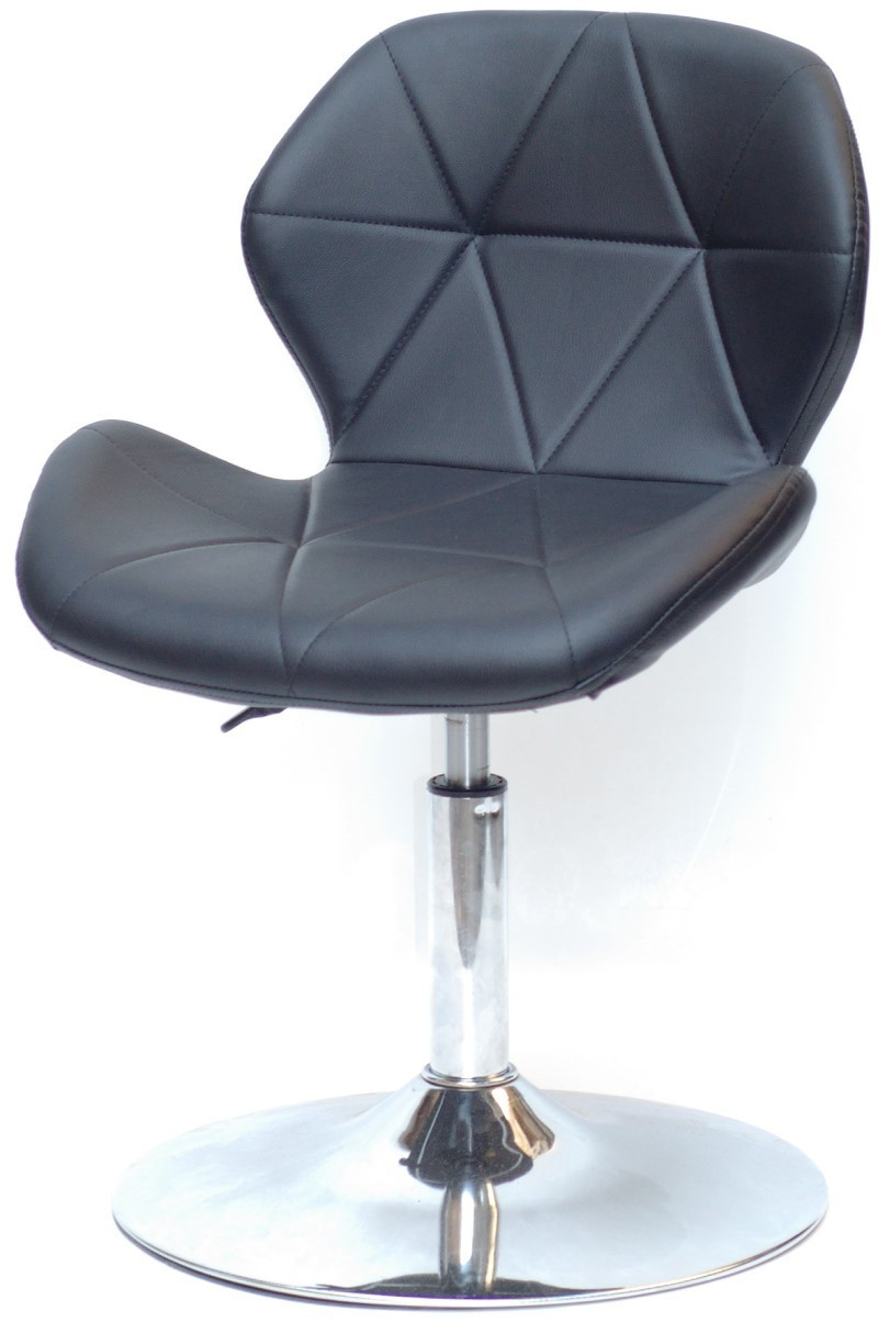 Стілець Invar CH-Base чорний шкірозамінник, з регулюванням висоти, на круглій хромованій металевій опорі, фото 1