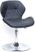 Стілець Invar CH-Base чорний шкірозамінник, з регулюванням висоти, на круглій хромованій металевій опорі, фото 3