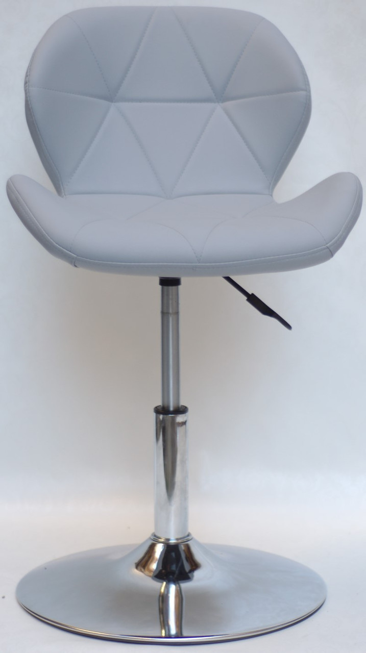 Стілець Invar CH-Base шкірозамінник сірий 35 з регулюванням висоти, на круглій хромованій металевій опорі, фото 1