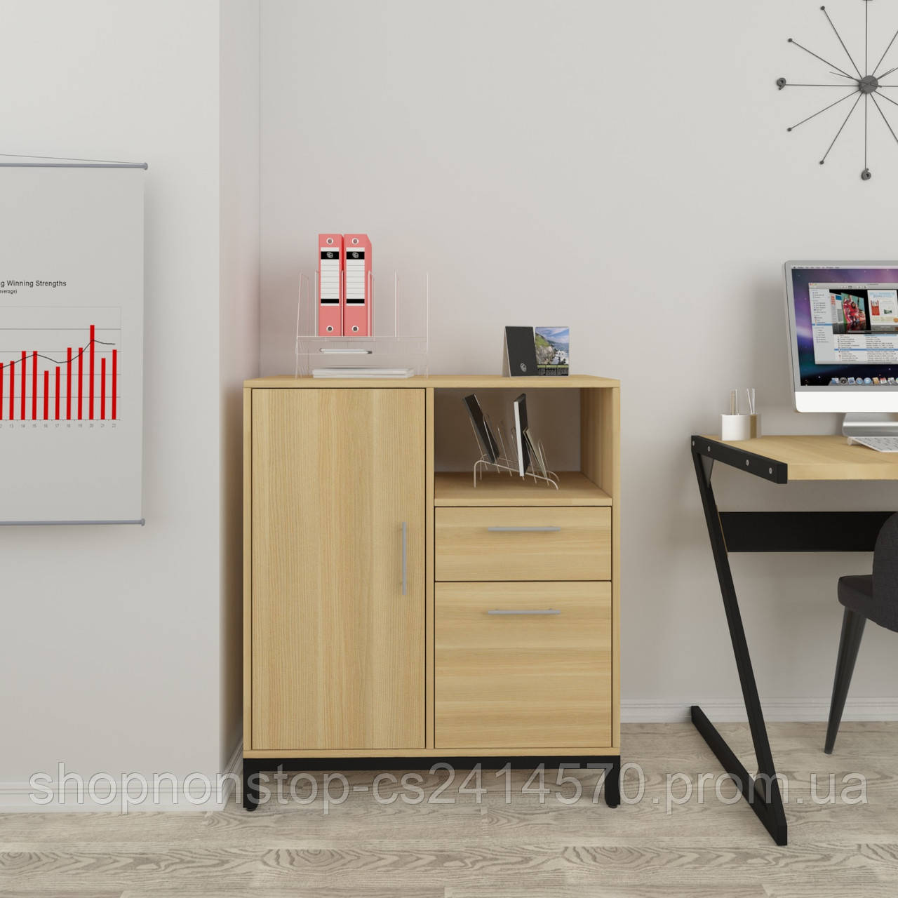 Тумба офісна лофт L-800 Comby Комбі Loft design Дуб Борас