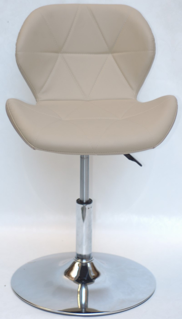 Стілець Invar CH-Base шкірозамінник бежевий 06 з регулюванням висоти, на круглій хромованій металевій опорі, фото 1