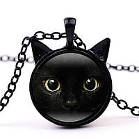 Кулон на ланцюжку чорний "Котик"