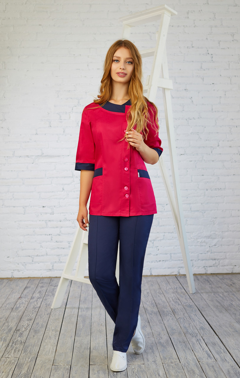 Жіночий медичний костюм Венеція червоний - Костюм косметолога - Костюм масажиста
