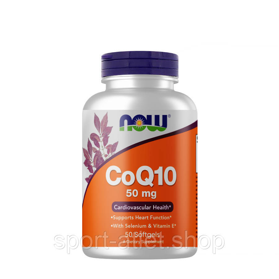 Натуральна добавка NOW CoQ-10 50 mg with Vitamin E, 50 капсул